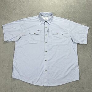 Poncho Shirt Mens XL Blue Magnetic Pockets Short Sleeve Button Up Vented Outdoor